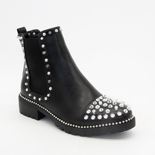 Custom Cheap Women Boots Shoes Fashion Black Rivet Boots