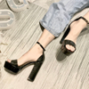 Summer New Explosion Women's Belt Buckle Heel Fashion Chunky Ladies Sandals Ankle Strap Pump Shoes