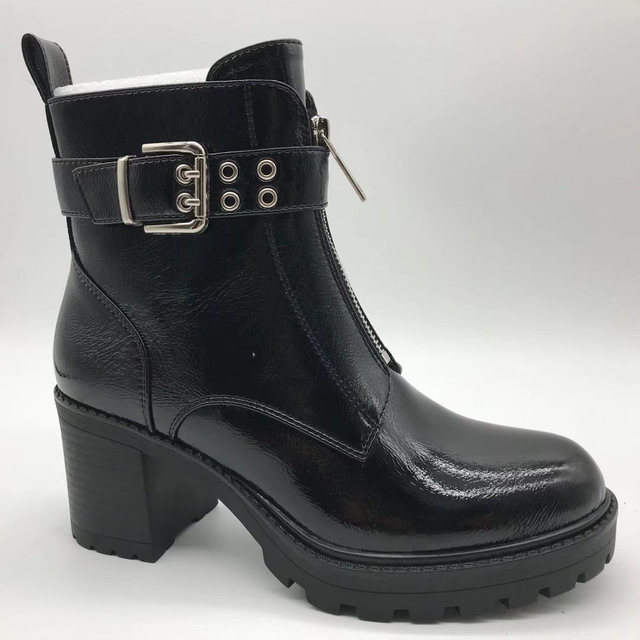 Hot selling new design winter black casual leather shoes for women