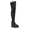 Slouch Knee Length Leather Knee High Wide Calf Knee High Winter Sexy Motorcycle Boots for Women