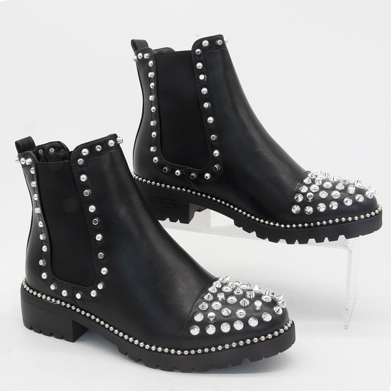 Custom Cheap Women Boots Shoes Fashion Black Rivet Boots