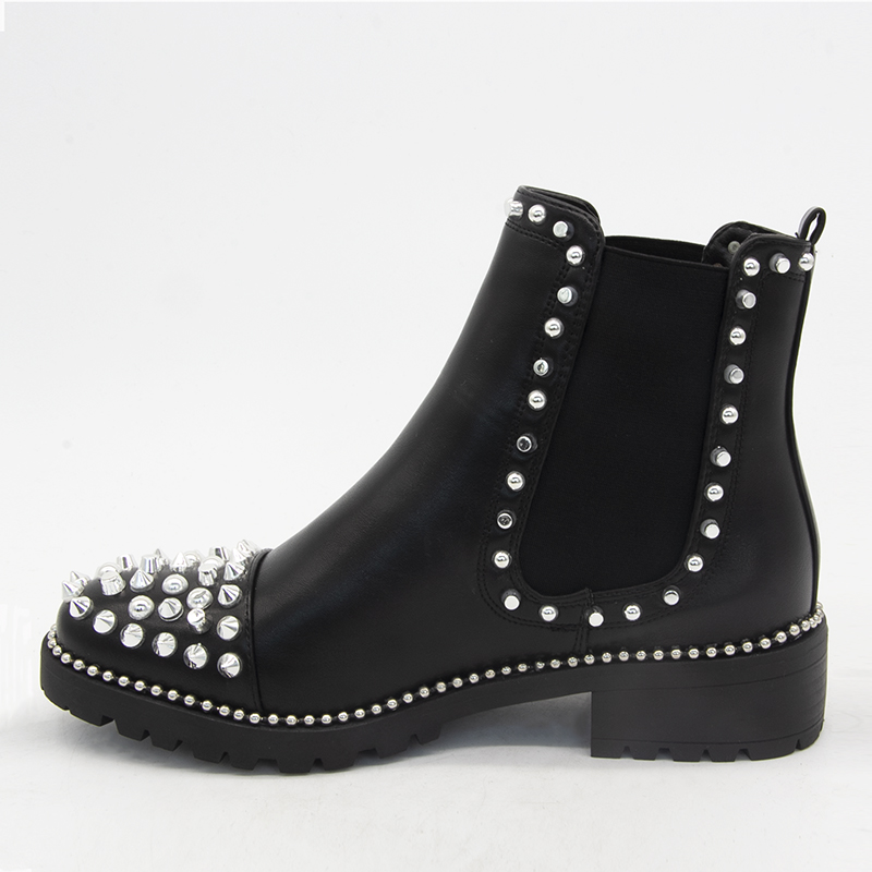 Custom Cheap Women Boots Shoes Fashion Black Rivet Boots