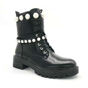 New Autumn And Winter Fancy Ankle New Fashion Pearl Shoes with Flat Heel for Women Winter Boots