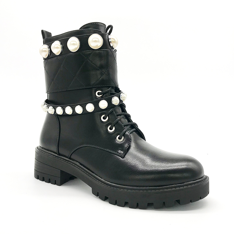 New Autumn And Winter Fancy Ankle New Fashion Pearl Shoes with Flat Heel for Women Winter Boots