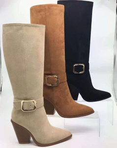 Promotional Top Quality Comfortable Ankle Boots Black Leather Heels Boots for Women
