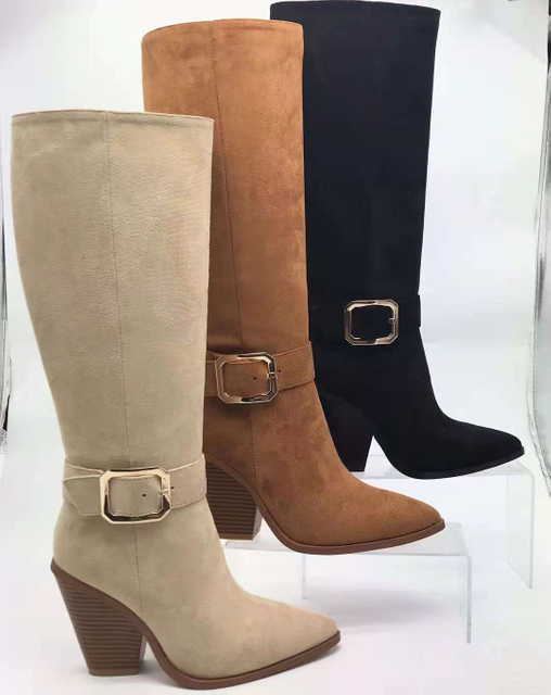 Promotional Top Quality Comfortable Ankle Boots Black Leather Heels Boots for Women