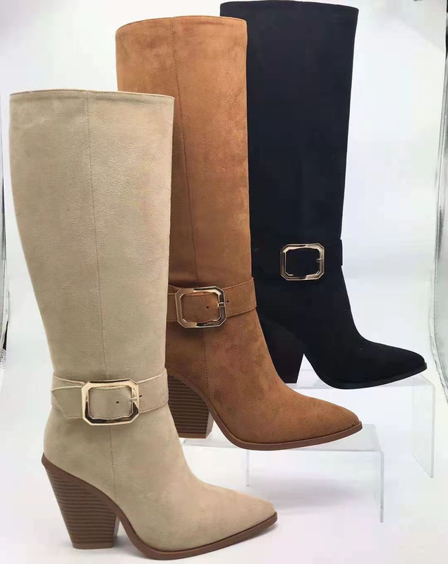 Promotional Top Quality Comfortable Ankle Boots Black Leather Heels Boots for Women