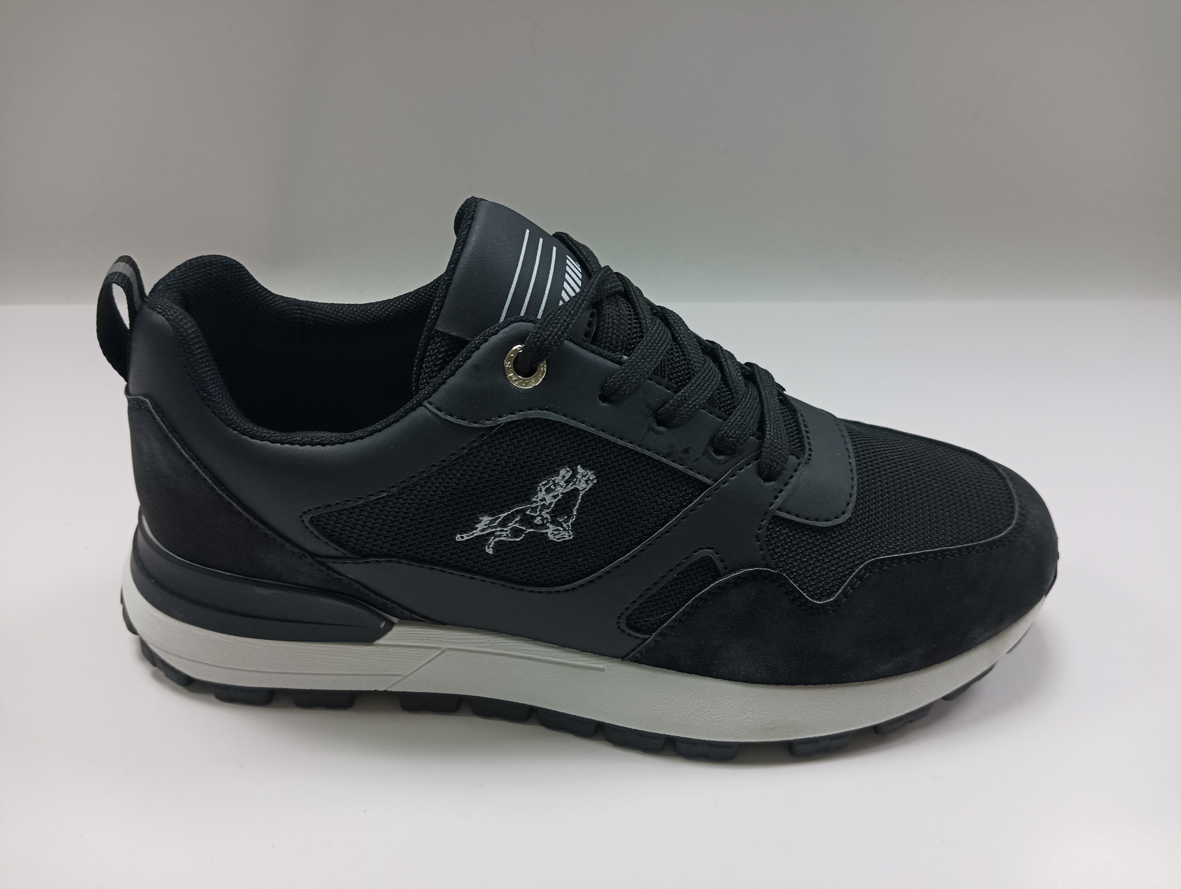 Gentlemen Men's Lace Up Leather Black Casual Sneakers Breathable Top Men's Shoes