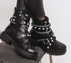 New Arrival Women Pearl Ornaments And Strap Buckle Women Lady Ankle Winter Motorcycle Boots