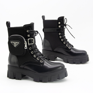 New Design Fashion Boots with Pocket Lace Up Mid Calf Women Boots Popular Female Shoes