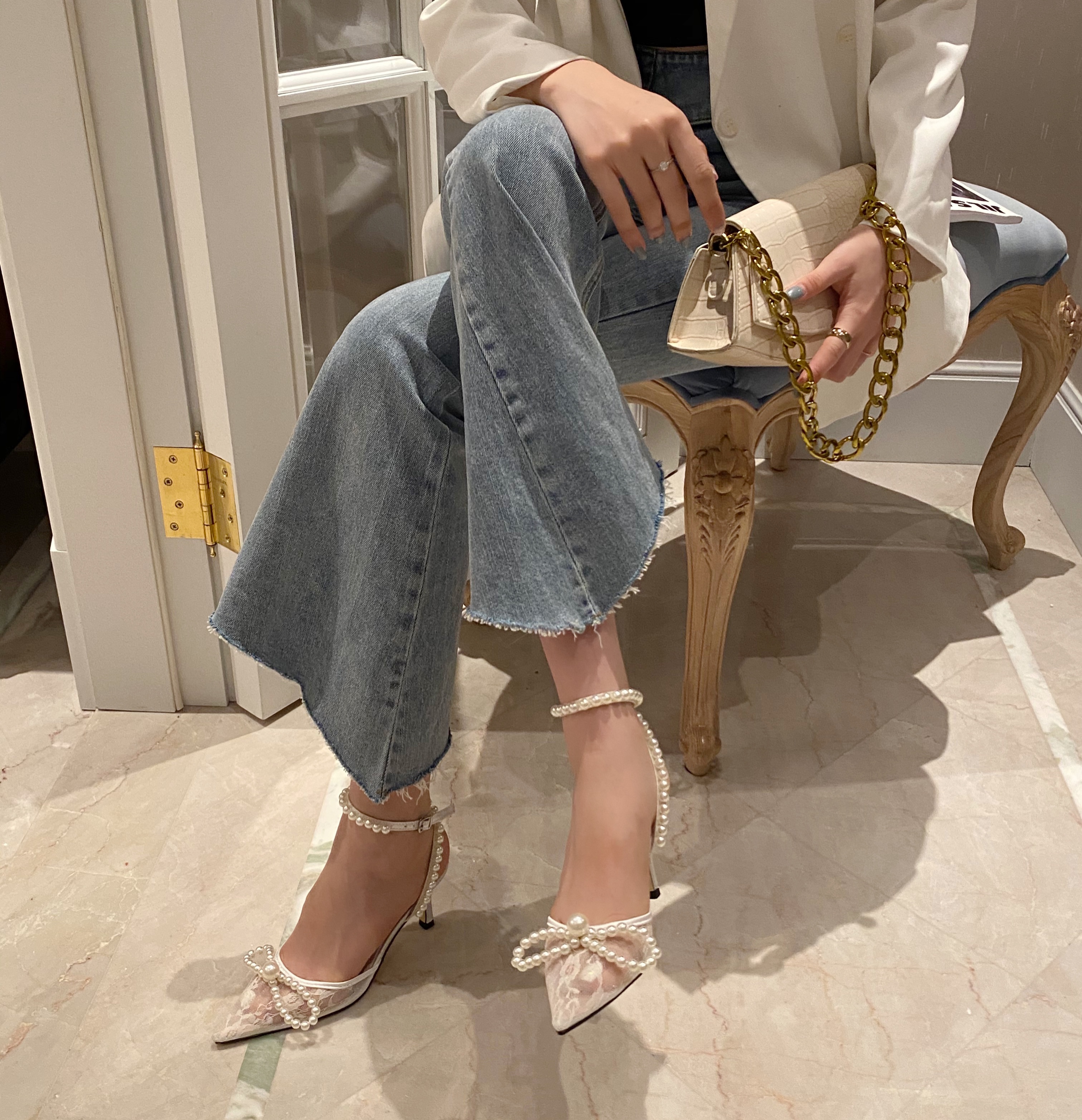 Top Quality Lady Nude High Heel Bridal Fancy Sandal