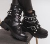 New Arrival Women Pearl Ornaments And Strap Buckle Women Lady Ankle Winter Motorcycle Boots