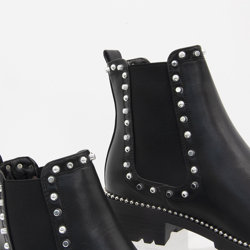 Custom Cheap Women Boots Shoes Fashion Black Rivet Boots