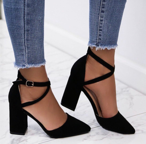 Summer Women Gladiator Buckle Strap Heel Fashion Chunky Ladies Sandals Ankle Strap Footwear Pumps Dress Shoes